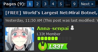 Anna-senpai's post on Hack Forums
