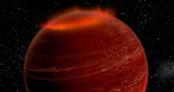 Artist's impression of an auroral display on a brown dwarf