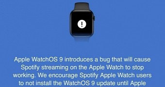 Spotify warning for Apple Watch owners