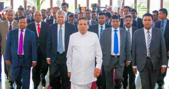 Sri Lanka President Maithripala Sirisena (in white)
