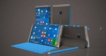 Concept imagining a Surface Phone doubling as a laptop