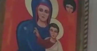 Virgin Mary and Jesus on painting in Saint Charbel’s Church in Sydney