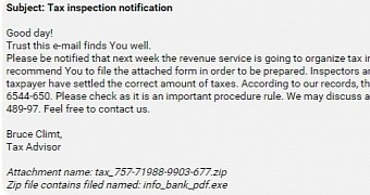 Sample message from fake tax advisor