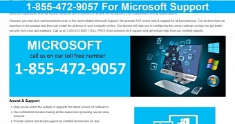 A tech support website mimicking the Microsoft website
