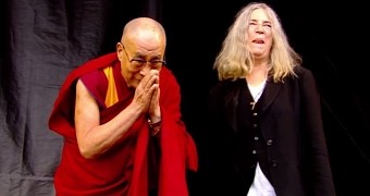 The Dalai Lama and Patti Smith at Glastonbury 2015