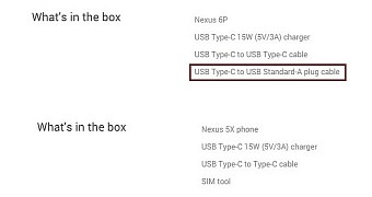 The Nexus 5X Retail Package Doesn’t Come with a Cable for Connecting to a Computer