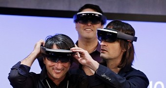 Microsoft executives presenting HoloLens