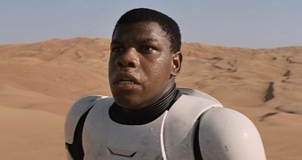 John Boyega as Finn in "Star Wars: Episode VII - The Force Awakens"
