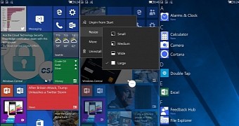 Start screen on Windows phones with context menu