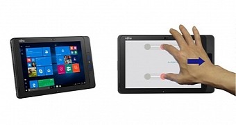 The tablet requires users to slide in their hands for scanning