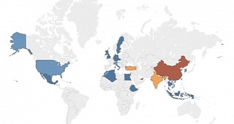 Heatmap of affected countries