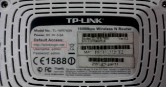 Label on the back of a TP-LINK router