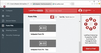 LastPass interface in IE