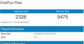 OnePlus Pixel benchmark results