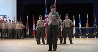 Brig. Gen. Lori E. Reynolds announcing new MCCYWG unit