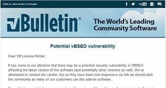 vBulletin notification regarding vBSEO vulnerability