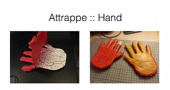 The fake hand was made from wax