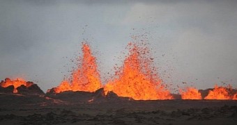 Lava spewing out of the ground