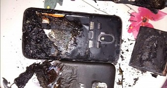 The back of the phone was completely destroyed in the explosion