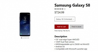 Samsung Galaxy S8 in the online Microsoft Store
