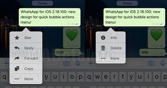 New contextual menus in WhatsApp for iPhone