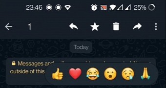 WhatsApp message reactions on Android
