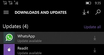 WhatsApp update on Windows 10 Mobile