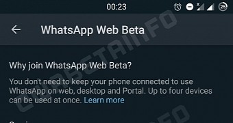 WhatsApp on web notification