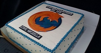 Mozilla cake for the IE team on Internet Explorer 10 release
