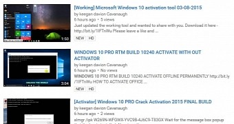 Fake Windows 10 activator videos