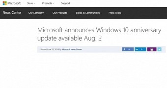 Microsoft's “accidental” leak of the Windows 10 Anniversary Update release date