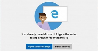 Warning displayed when trying to install a different browser