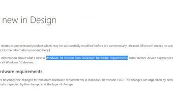 Reference to Windows 10 build 1607 in Microsoft docs