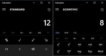 The difference between Windows 10 Calculator's standard and scientific modes