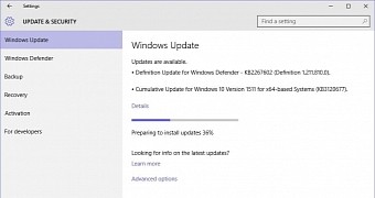 The cumulative update is shipped to TH2 PCs via Windows Update