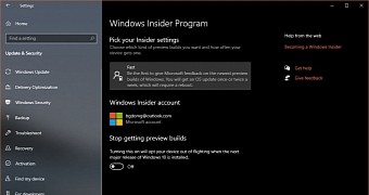 Windows Insider program settings