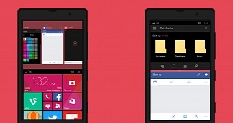 The concept imagines split screen multitasking on Windows 10 Mobile