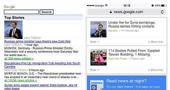 Google News on Windows 10 Mobile and on iOS