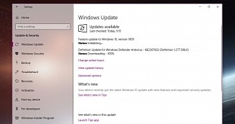 Windows 10 version 1809 in Windows Update