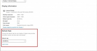 New options to change the refresh rate