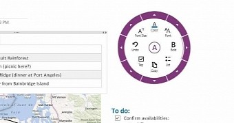 The circular menu currently used in OneNote