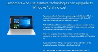 Windows 10 is offered as free upgrade to users with assistive tech