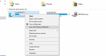 Windows Defender context menu option in Threshold 2