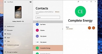 Android phone contacts on Windows 10