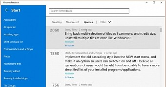 Windows 10 Feedback app and live tile suggestions