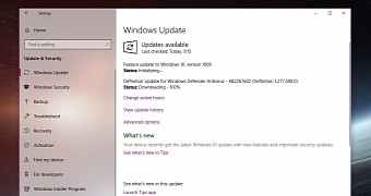 Windows 10 version 1809 in Windows Update