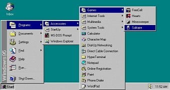 The original Windows 95 Start menu