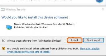 Install the Windscribe driver during setup