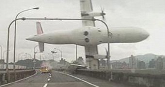 TransAsia plane clips an overpass before crashing into a river, in February 2014