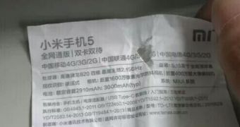 Xiaomi Mi5 partial specs